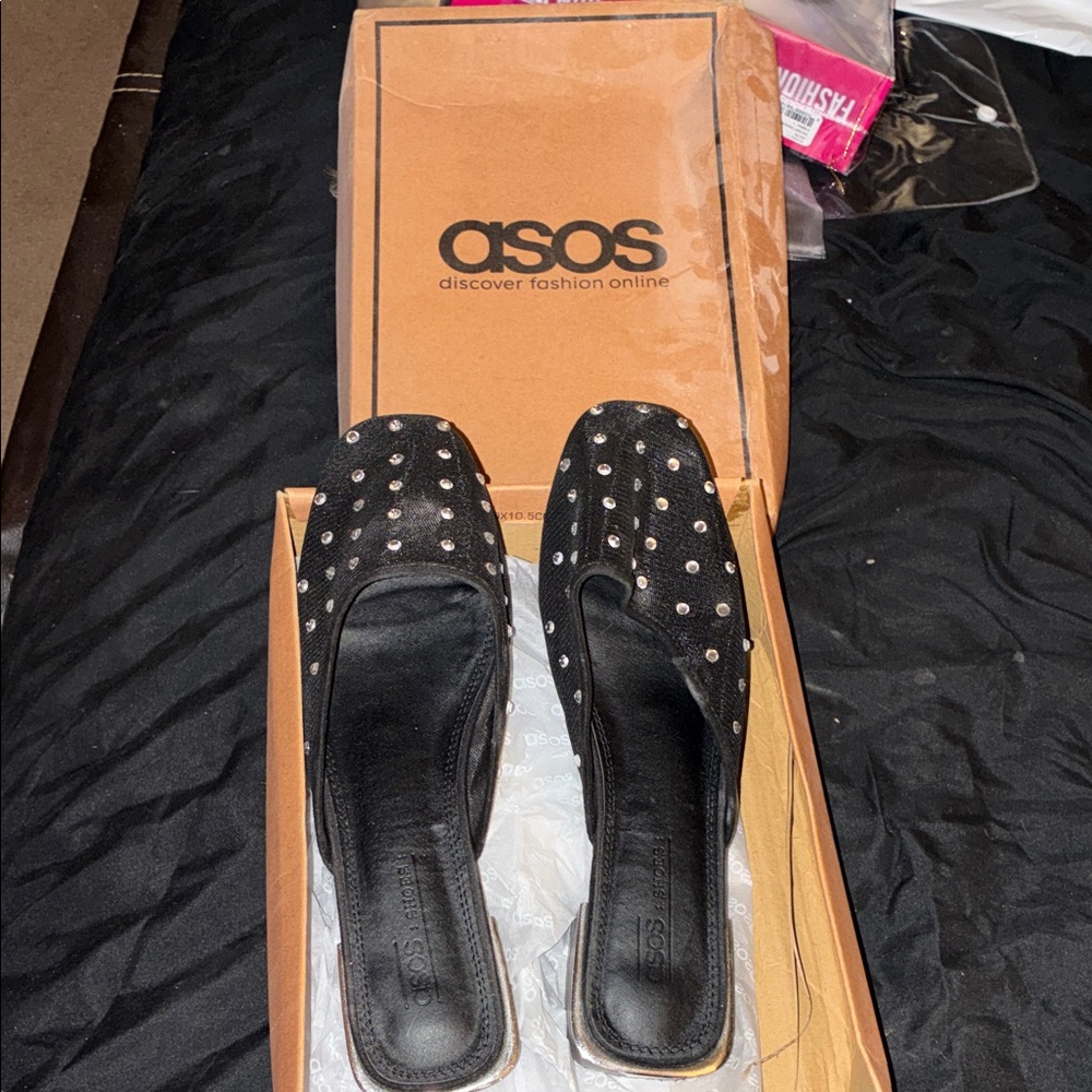 ASOS Black Studded Mules